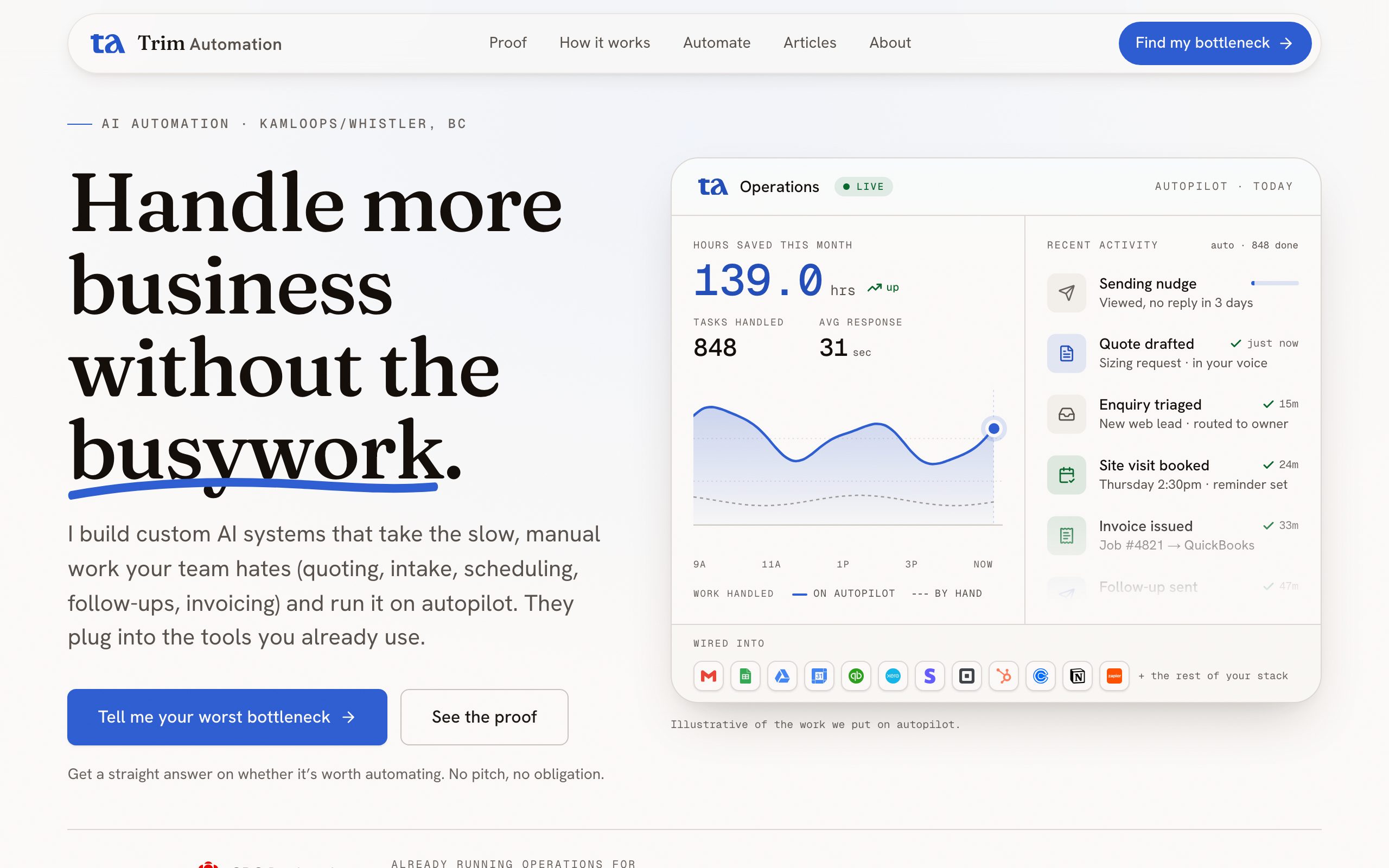Trim Automation website screenshot
